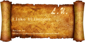 Lisko Ulisszesz névjegykártya